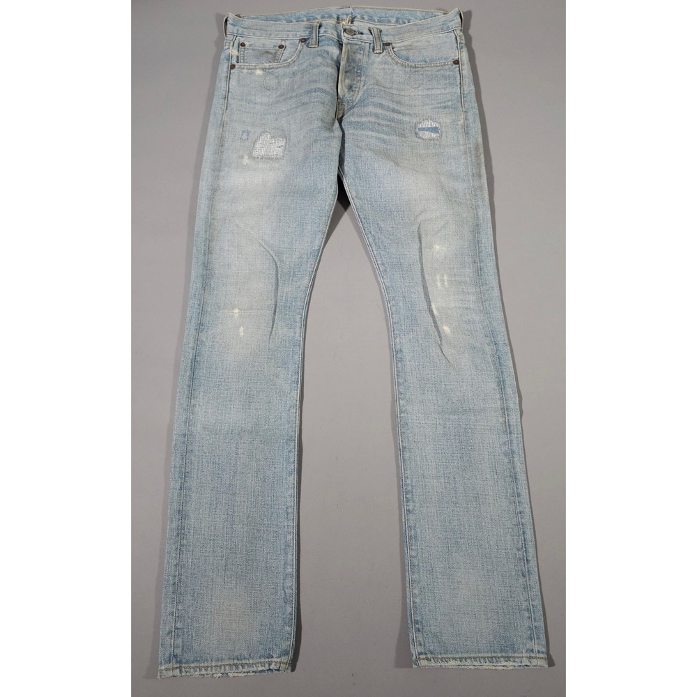 RRL Ranch Fit Jeans Womens 28 Blue Bright Sky Distressed Straight Leg USA Made